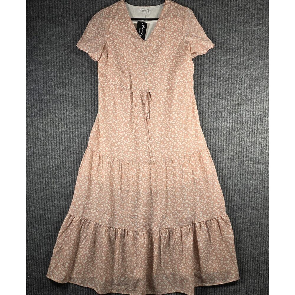 Newchoice Pink Floral‎ Midi Dress Tiered Ruffle Boho Cottagecore S NWT